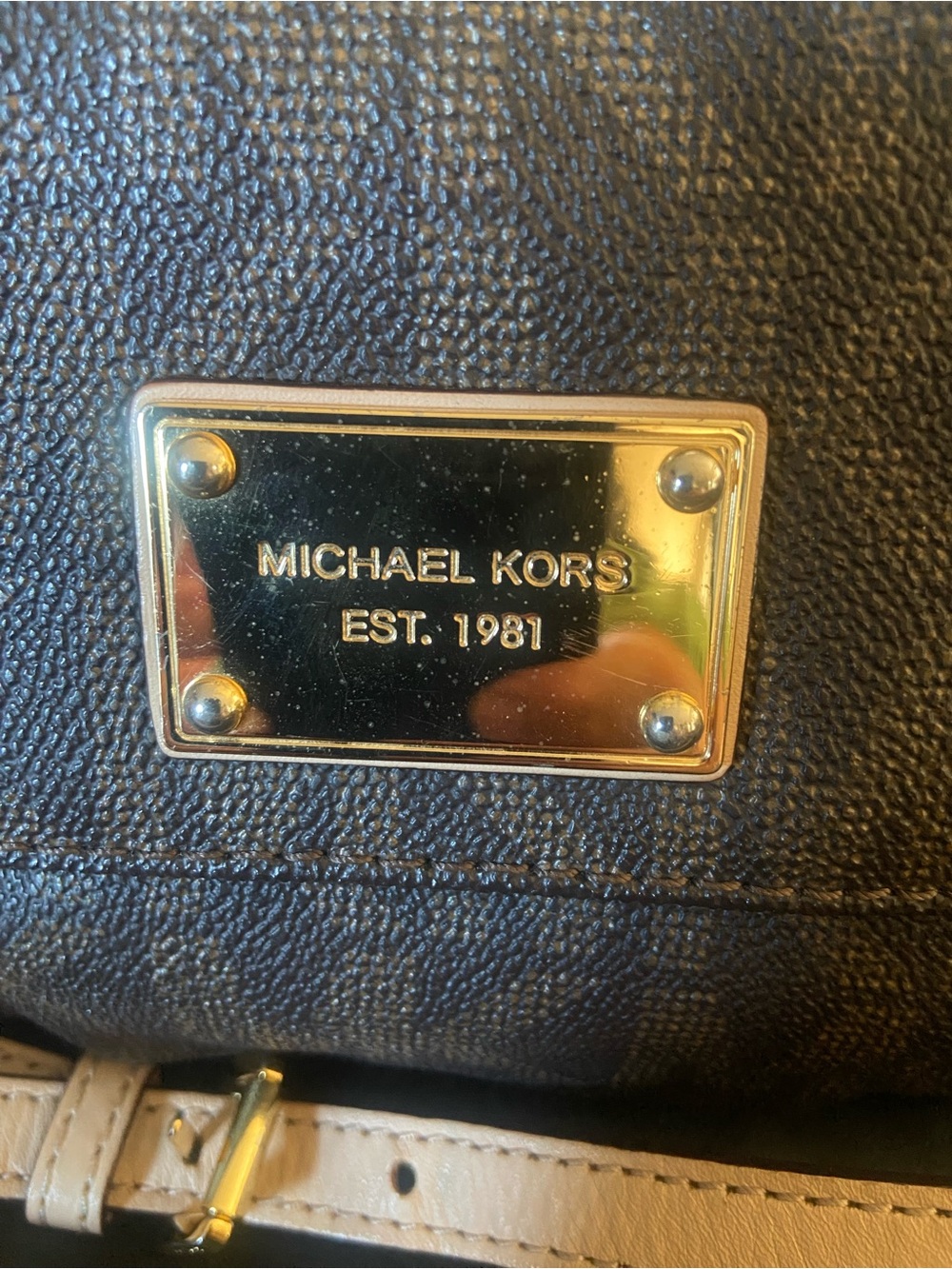 Michael Kors Black and Tan MK Logo Crossbody Bag - Picture 4 of 4